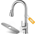 Hiqufet Kitchen Faucet with Deck Plate for 3 Hole or Single Hole Setup | Pull Down Sprayer, High Arc Spout, , for Pot Filling, Pan Rinsing and Daily Kitchen Cleanup