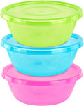 DecorRack Extra Large Assorted Serving Bowls with Lids, 5.25 Quarts Bowls, Vibrant Party Decor (3 Pack)