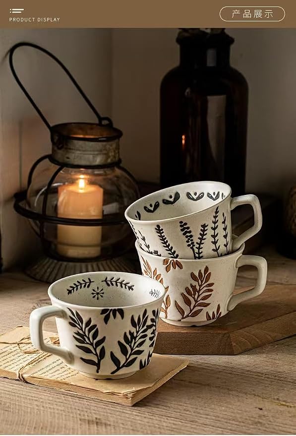 Ceramic Coffee Mugs 12 oz, Cups Set of 4, Mug for Coffee Milk Latte Cappuccino Tea, for Office Home shwasher Microwave Freezer Safe(Golden)