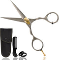 Ontaki Beard & Mustache Scissors for Men - 5.5" Japanese Steel, Silver - Precision Sharp Blades, Ergonomic Finger Rest & Adjustable Tension Screw for Perfect Trimming - Beard Grooming Scissors