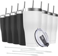 8 Pack 30oz Stainless Steel Tumblers Bulk Reusable Travel Mugs with Lid, Double Wall Powder Coated Coffe Cup for Home, Office, Outdoor Suitable for Vehicle Cup Holders