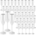 Domensi 40 Pack White Acrylic Champagne Flutes Bulk 6 oz Unbreakable Reusable High Stem Plastic Toasting Goblets for Wedding, Party, Camping & Restaurant