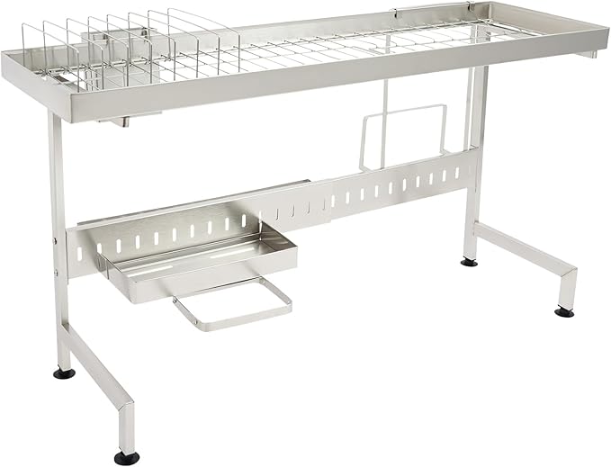 Adjustable Over The Sink Dish Drying Rack with Chopstick Holder and Cutting Board Rack - High Load Capacity 110lbs, Retractable Design 24.8-33.86 inches for Kitchen