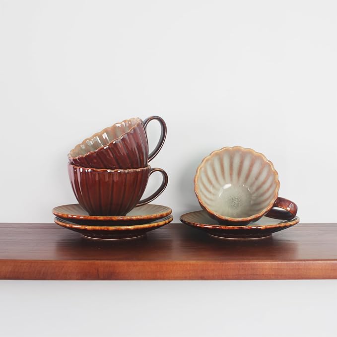 6.7 oz Ceramic Coffee Mug, Reactive Glaze Mug, Suitable for Latte, Coffee, Tea, Soup, Ideal for Office and Home Use, Dishwasher and Microwave Safe, 4-Pack.