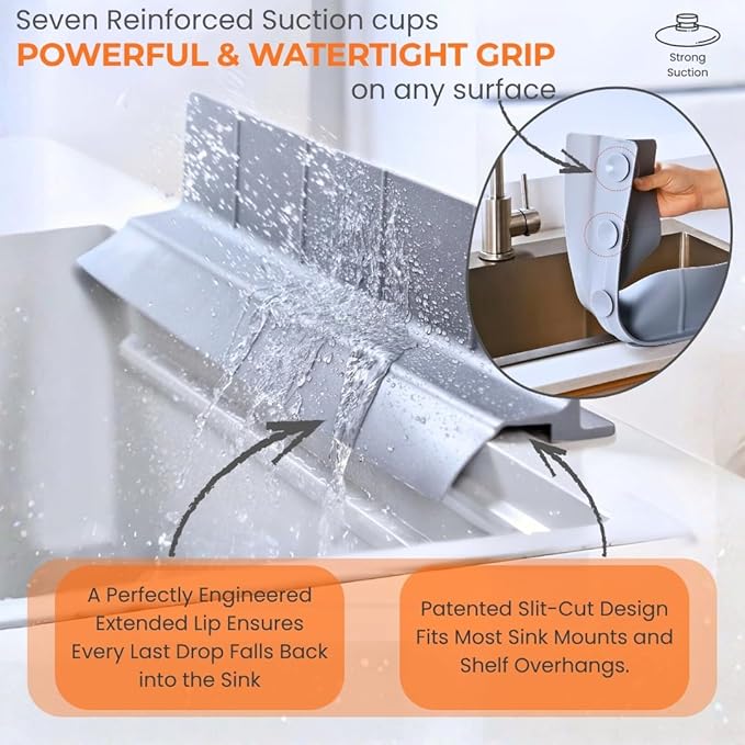 Extra Wide Silicone Sink Splash Guard 18” – Pearl White- small
