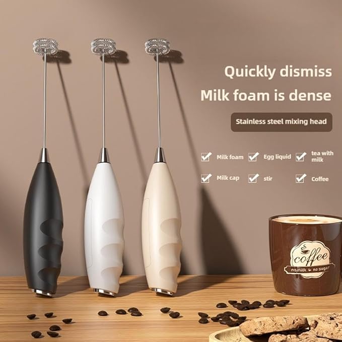 Powerful Milk Frother, Fast Handheld Drink Mixer with Stainless Steel Whisk,Rechargeable Handheld Electric Whisk, Designed to Fit The Handle of The Hand, Ultra Fast Handheld Drink Mixer (Black)