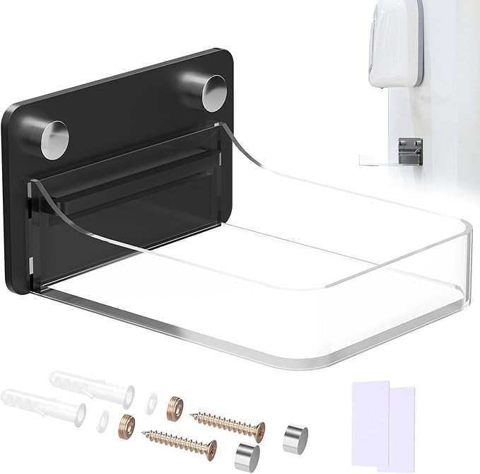 Acrylic Dispenser Drip Tray Wall Mount Removal Soap Dispenser Bracket, Laundry Detergent Drip Catcher Prevent Dripping and Spraying, Soap Dispenser Water Tray, Detachable for Cleaning