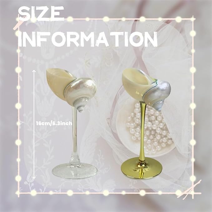 LYFJMUS 2 Pcs Seashell Wine Glasses Wedding Wine Glasses Conch Cup Martini Cocktail Glass Cup for Birthday Wedding Beach Bridesmaids Anniversary Party
