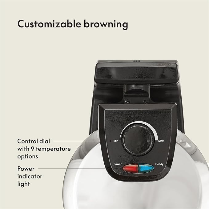 bella Classic Rotating Belgian Waffle Maker with Nonstick Plates, Removable Drip Tray, Adjustable Browning Control and Cool Touch Handles, Stainless Steel