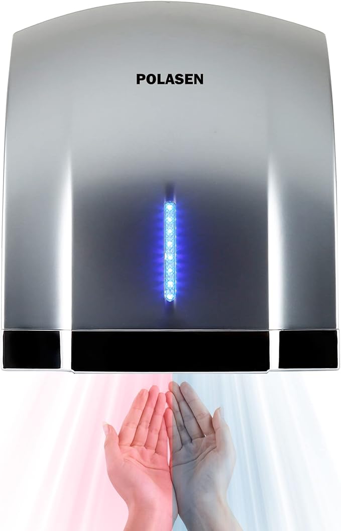 Automatic Hand Dryer and Soap Dispenser Set Wall Mounted High Speed ABs Hand DryerTouchless Automatic Soap Dispenser for HomeBathroom&Commercial Use-Silver