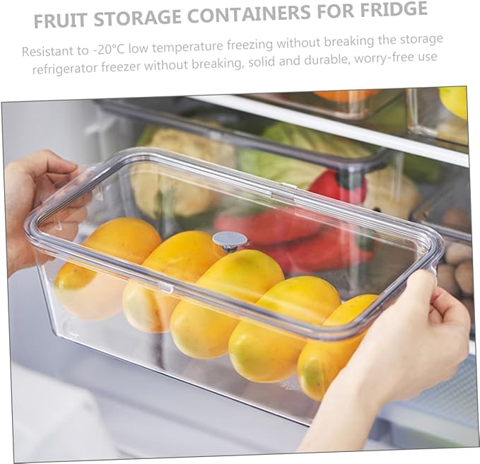 BESTOYARD Refrigerator Crisper Plastic Fridge Storage Bins Fridge Organization Bins Freezer Bins Clear Stackable Fridge Organizer Clear Fridge Fruit Containers The Pet Food Grade Storage Box