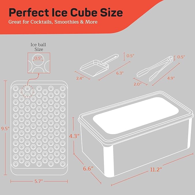 Emporio Kitchen Round Ice Cube Tray Set Pack of 1, BPA-Free Stackable Trays with Lid & Tongs, 104 Ice Balls Per Tray for Whiskey, Drinks, and Cocktails, Quick Release Round Ice Cube Mold, Pink