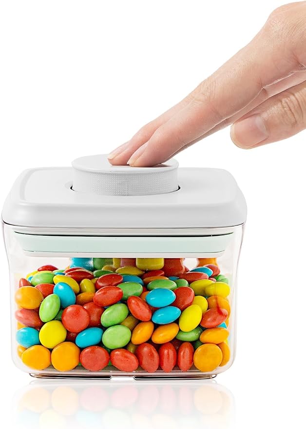 Mini Snack Container, 0.3 Qt / 320ml Small Airtight Food Storage Container with Pop-Top Lid, BPA-Free Food-Grade Plastic Jar for Candy, Nuts, Brown Sugar, Tea Bags, Spices
