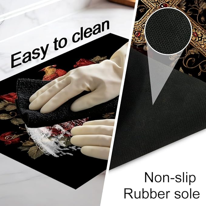 Stove Top Cover for Electric Stove 28.4 x 20.5 Inch Non Slip Stove Mat Oil Proof Gothic Cross Rose Glass Cooktop Protector Kitchen Mat