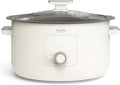 Martha Stewart 8 QT Slow Cooker, Programmable with Timer, 3 Heat Settings (Low, High, Warm), Nonstick Ceramic Removable Crock, Stovetop & Oven Safe, Glass Lid, Simmer, Reheat, Warm, Linen