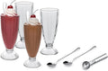 9-Piece Ice Cream Serving Set - 4 Cups, 4 Spoons, 1 Scoop for Sundaes, Milkshakes, Desserts - Silver, Large