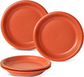 Timeworn Clay Salad Plates, Terracotta Red, 8-Inch, Set of 4 | Hand-Finished, Stoneware, Dessert and Appetizer Plate, Microwave and Dishwasher Safe