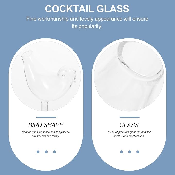 UPKOCH 8 Pack Cocktail Glass Bird Shaped Cocktail Glass Set Creative Glass Goblet Clear Champagne Wine Glasses Transparent Glassware for Bar Restaurant Club Party