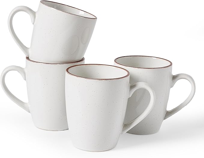 famiware Venus Coffee Mugs for 4, 13 oz Mug Set, Dringking Cup with Handle for Coffee, Tea, Cocoa, Milk, White