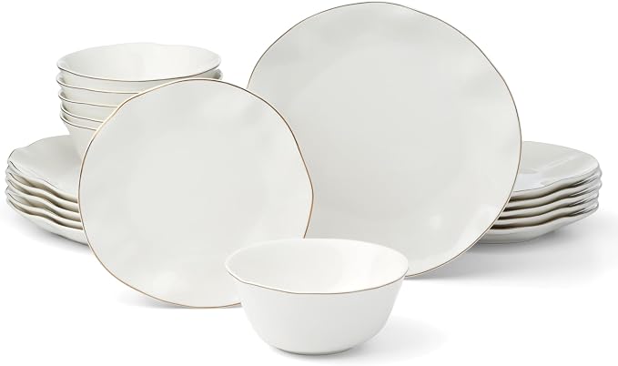 Lenox Dinnerware Sets, Blue Bay White 18-Piece Dinnerware Set, Service For 6, Porcelain Material, Dishwasher Safe, Microwave Safe, Bowls, Plates And Bowls, Dinner Dishes, Plates (White, 18 Piece)