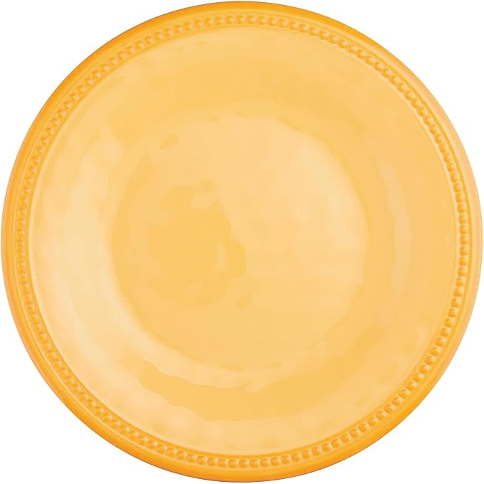 UPware 12 Piece Beaded Melamine Dinnerware Sets, Outdoor Dishes Set, Plates and Bowls Sets, Service for 4, Yellow