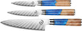 Chef Knife Set, Kitchen Knife Set of 3, Damascus VG10 Steel, Blue Handle Series