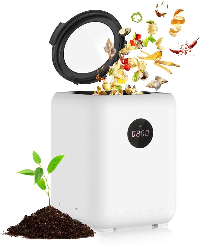 Electric Composter for Kitchen Smart Compost Bin Odorless with 3L/3 Modes | Self-Cleaning/LED Display/Quiet, Turn Food Waste into Fertilizer for Garden