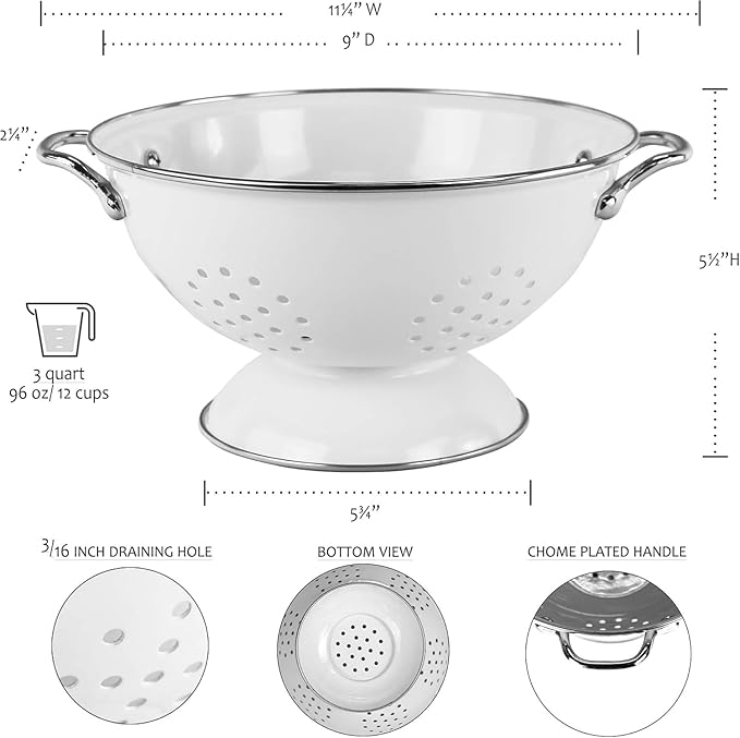 Calypso Basics by Reston Lloyd Powder Coated Enameled Colander, 5 Quart, Turquoise