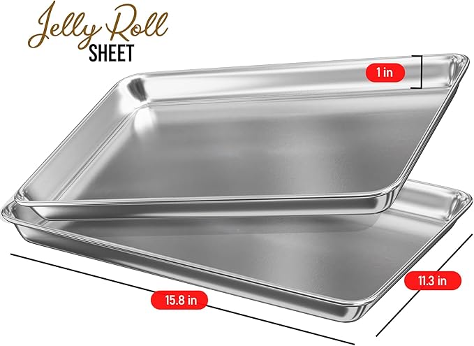 Eatex Aluminum Baking Sheet Set, 10" x 15" Jelly Roll Pan, Nonstick Cookie Sheets