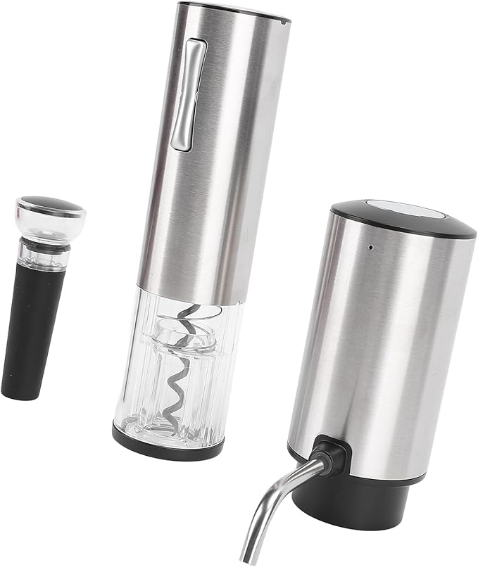 Stainless Steel Electric Wine Aerator, USB Rechargeable Corkscrew, Automatic Wine Pourer with Aerating Chamber, Ideal for Lovers Gifts