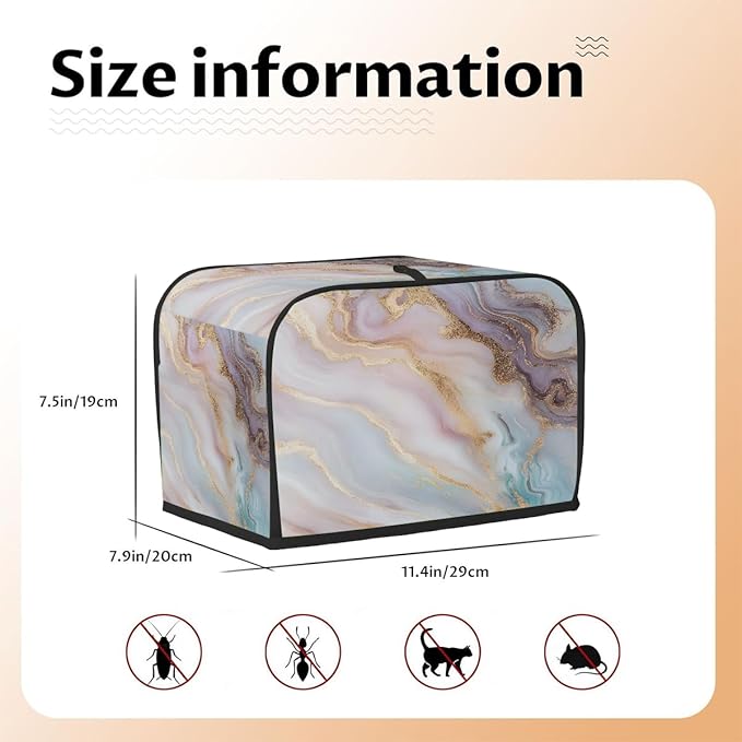 Marble Texture Gold Toaster Cover 2 Slice Dust and Fingerprint Protection Toaster Bread Maker Covers Washable Kitchen Small Appliance Covers for Kitchen Accessories Decor Bakeware Women Gift