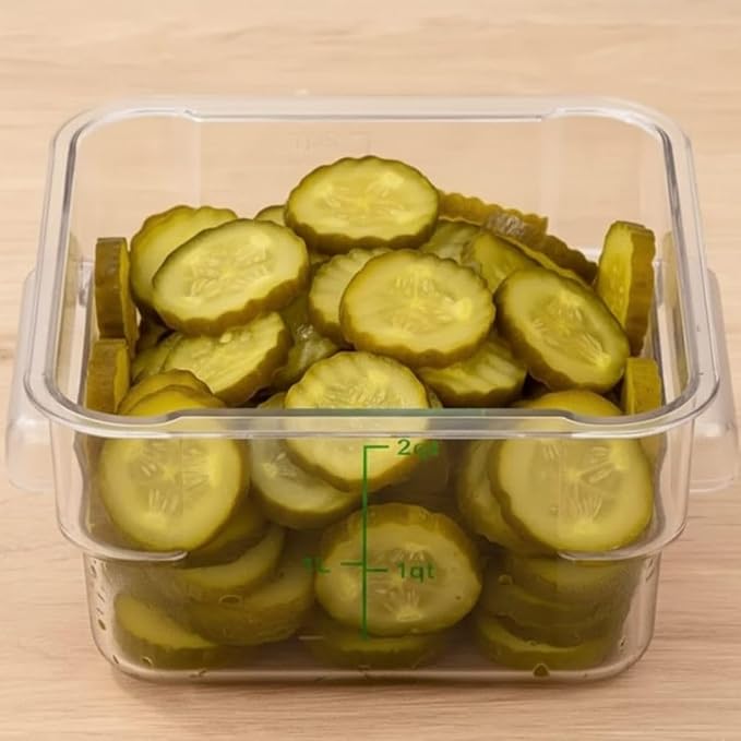 Soro Essentials- 2 qt. Polycarbonate Square Food Storage Container with Graduated Markings Clear Color- Stackable Storage Bin Plastic Food Container with Handle for Pantry Organizer Storage Kitchen