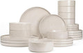 Famiware Nebula Plates and Bowls Set, 24 Pieces Dinnerware Sets, Dishes Set for 8, Creamy White with Colorful Speckles