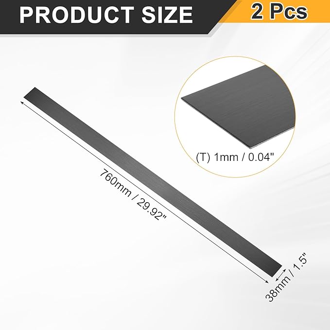uxcell 2Pcs 304 Stainless Steel Sheet Gap Filler, 30" x 1.5" Self-Adhesive Metal Molding Trim Strip Gap Cover for Microwave Mirror Frame Home Decoration, Brushed Black