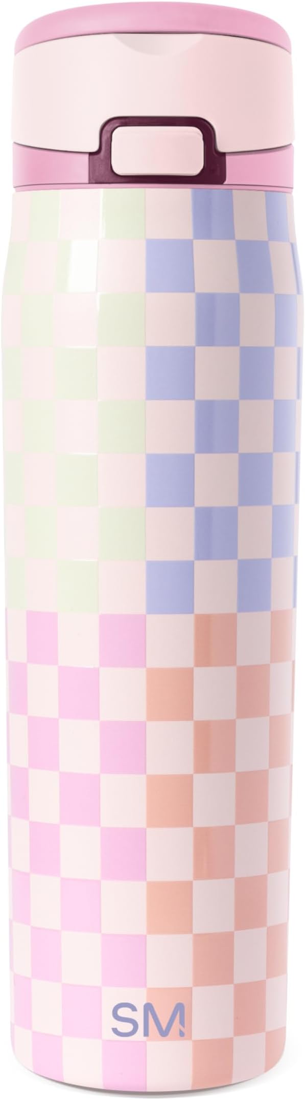 Simple Modern Mesa Loop Water Bottle with Covered Straw and Handle | 24oz Cup Holder Friendly Insulated Stainless Steel Bottles for Travel, Sports and School | Hopscotch Checkmate