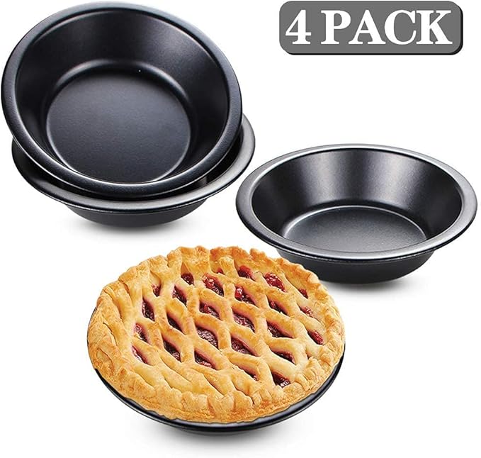Webake Mini Pie Pan and Mini Pie Shield, 4pcs Mini Pie Tins and 4pcs Mini Silicone Pie Crust Protector