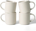 famiware Coffee Mug Set for 4, Star 12 oz Catering Mugs Cup Set with Handle for Coffee, Tea, Cocoa, Milk- Ceramic Stoneware Drinkware Set, Oat