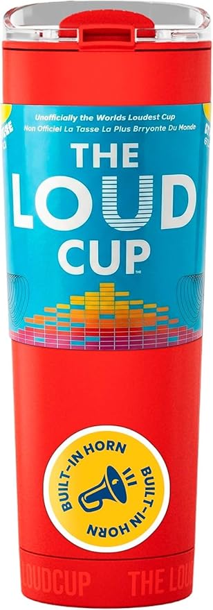 The LoudCup Blow Horn Tumbler, Cheer & Sip 2-in-1 Reusable Water Bottle with Built-In Horn for Sports Games, Tailgates, Parties & Events, BPA-Free, 23 oz, Siren Red