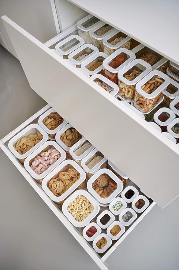 Mepal - Storage Container Modula 4-Piece Set – Clear Food Container with Lid - Kitchen Organizers & Plastic Storage Boxes – Stackable & Airtight – 4 x 1000 ml – White