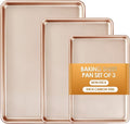 Baking Sheet Pan Set of 3, Nonstick Commercial Cookie Sheets for Baking | Commercial Half/Quarter/Jelly Roll Pans Replacement Toaster Oven Tray, Heavy Duty & Easy Clean