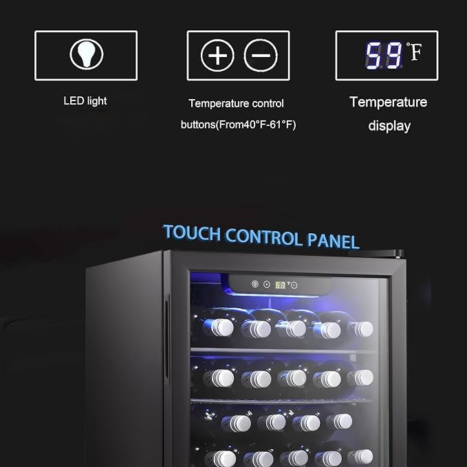 Antarctic Star 16 Bottle Wine Cooler Beverage Refrigerator Beer Soda Clear Glass Door Quiet Bar Fridge Adjust Temp Control Freestanding, 2.41 Cu. Ft