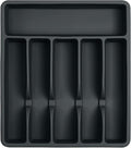 Pantrymade Silicone Silverware Drawer Organizer – Non-Slip Utensil Holder for Kitchen Drawers | Cutlery Tray for Forks, Knives, Spoons & More | Durable, BPA-Free, Easy to Clean – Black