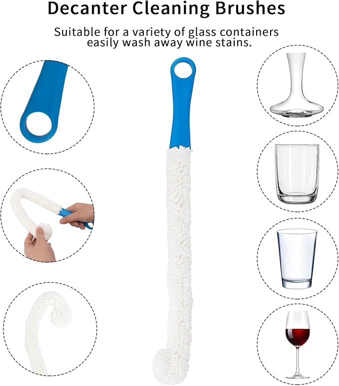Wine Decanter Drying Stand with Rubber Coated Top to Prevent Scratches, Wine Decanter Drying Rack for Standard and Large Wine Decanters, Wine Decanter NOT Included, (with Cleaning Brush)