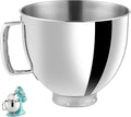 5QT Stainless Steel Mixer Bowls with Handle Fit for KitchenAid 4.5 & 5-Quart Tilt-Head Stand Mixers Replacement/Accessories Bowl for Mixer Dishwasher Safe Oven Safe Easy to Clean Polished