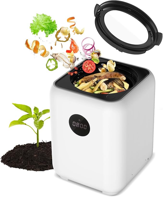 Electric Composter for Kitchen Smart Compost Bin Odorless with 3L/3 Modes | Self-Cleaning/LED Display/Quiet, Turn Food Waste into Fertilizer for Garden
