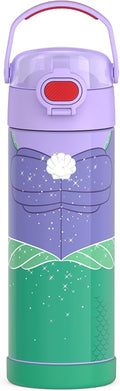 THERMOS FUNTAINER 16 Ounce Stainless Steel Vacuum Insulated Bottle with Wide Spout Lid, Princess Ariel