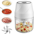 2026 New Electric Garlic Chopper,Vegetable Food Chopper,Mini Food Processor,Portable Rechargeable Cordless Chopper for Onion,Chili,Ginger,Nuts,Meat & Fruits 350ml (White)