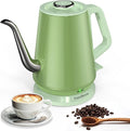 Gooseneck Electric Kettle 0.8L, 1200W Fast Boiling Stainless Steel – Auto Shut-Off, Precision Pour Over Kettle for Coffee & Tea, Ideal for Small Kitchen, RV, Travel (Green)