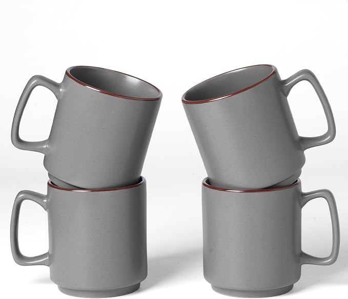 famiware Coffee Mugs Set of 4, Nebula 14oz Coffee Mugs, Ceramic Cup Set with Handle for Latte, Tea, Milk, Cappuccino, Cocoa, Dark Gray