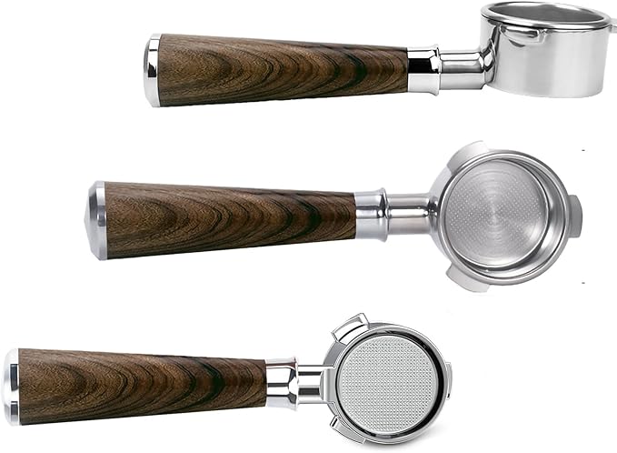54mm Bottomless Portafilter for Breville BES870/878/880 | Barista Express/Pro/Touch | 304 Stainless Steel & Ebony Handle | Includes 18g Filter Basket